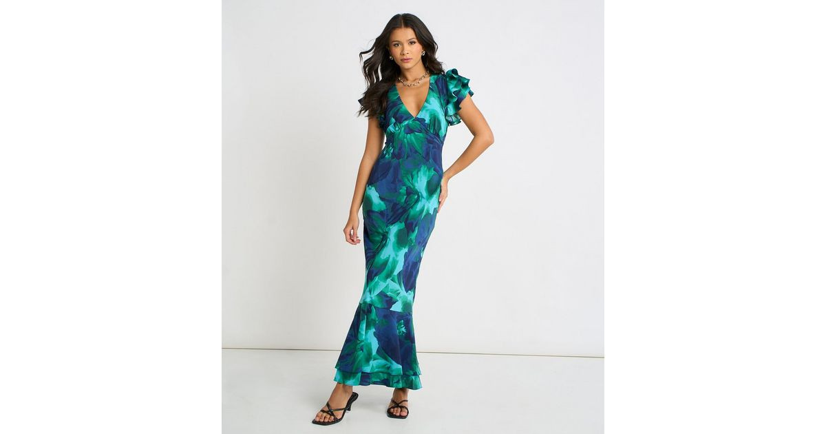 Gini London Green Floral Print Maxi Dress | New Look | New Look (UK)