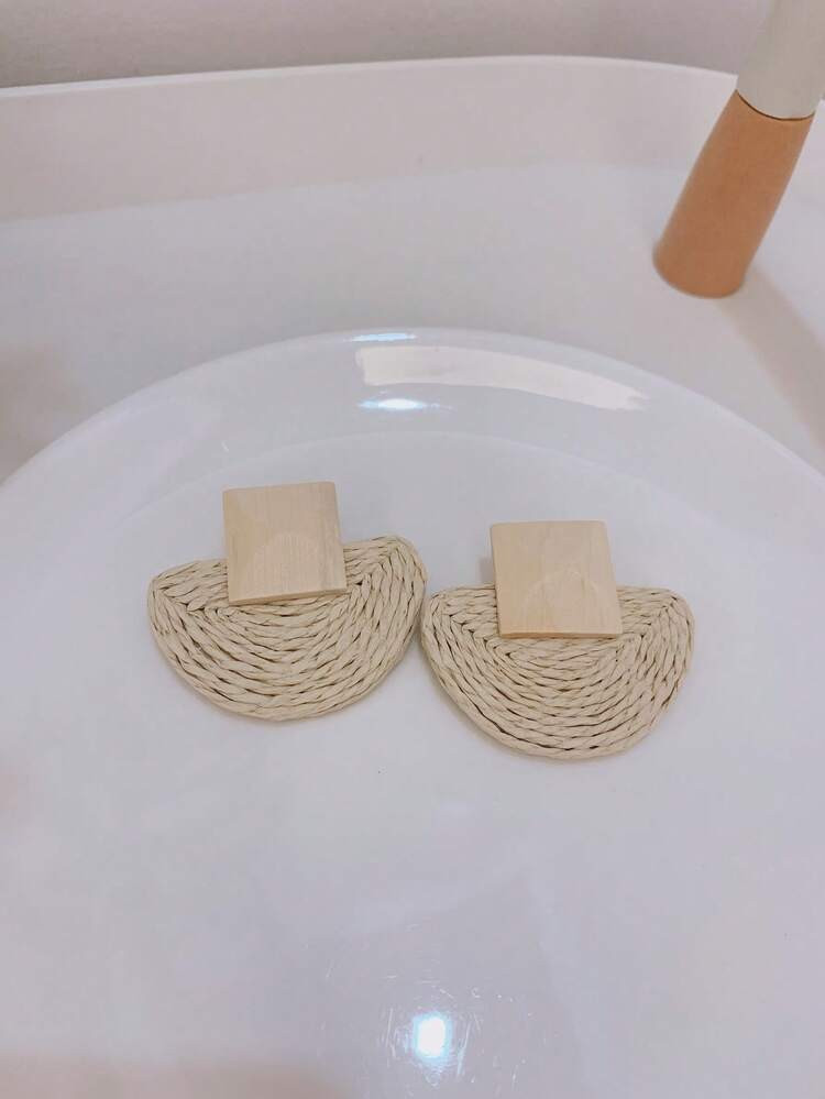 1pair Fashion Braided Detail Stud Earrings For Women For Daily Decoration | SHEIN