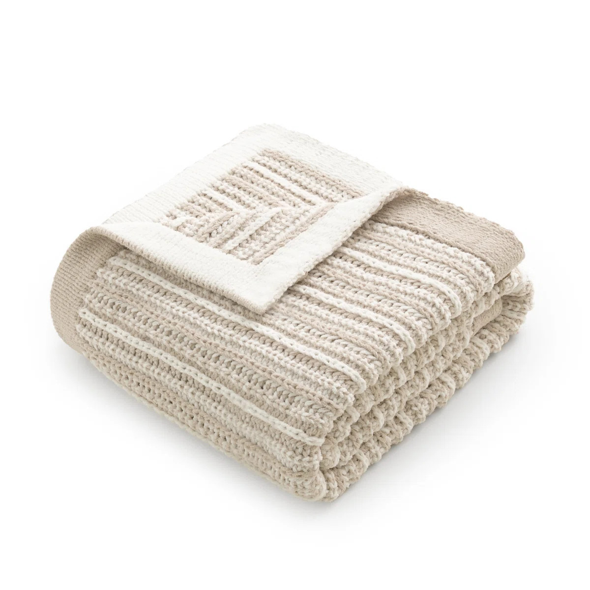 Amélie Home Chenille Striped Knit Throw Blanket for Sofa, Bed & Living Room | Wayfair North America