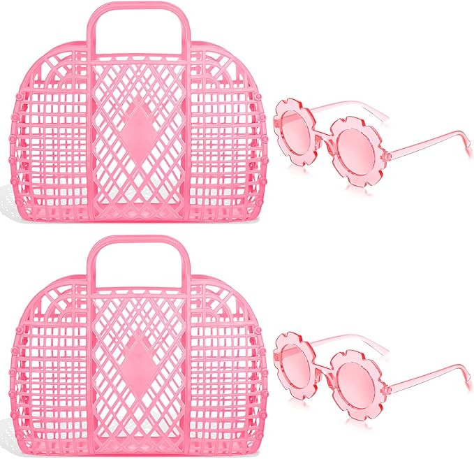 Zubebe 4 Pcs Jelly Bags Jelly Tote Basket Reusable Gift Basket Girls Beach Bag for Kids Jelly Pur... | Amazon (US)