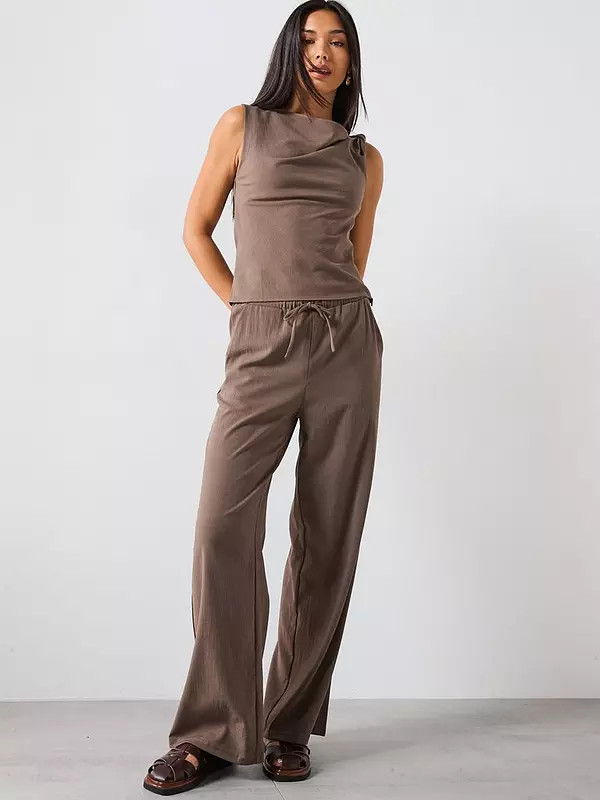 Mango Asymmetrical Draped Strap Top - Brown | Very (UK)