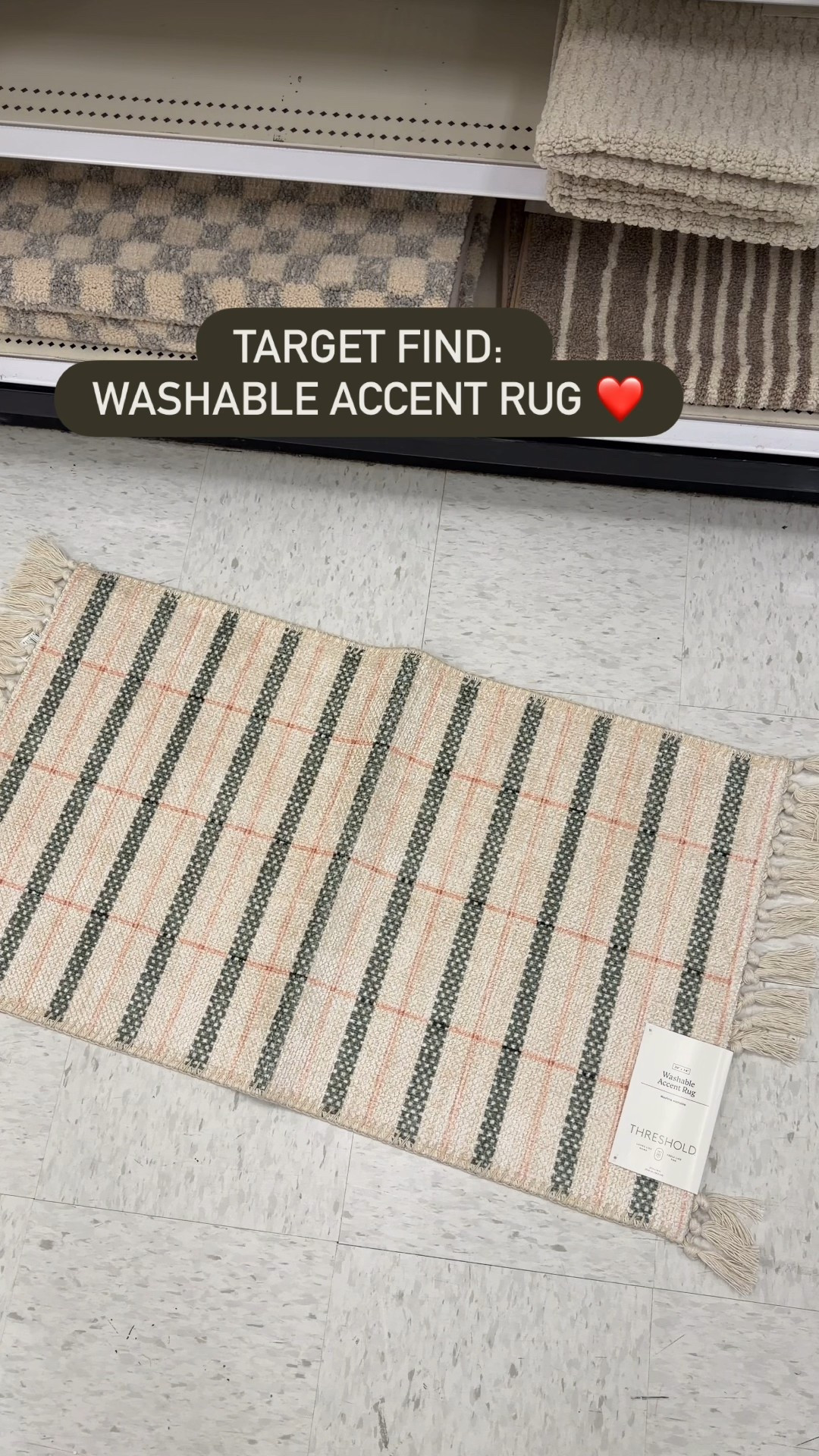 Target home find! 🎯 This Target Threshold Spring Plaid Scatter Accent Rug (pink/green/ivory) is the cutest little affordable spring rug for an entryway, kitchen, mudroom, bathroom, or laundry room—such an easy way to add a soft pop of color while still keeping things neutral and “aesthetic.” It’s a flat-pile accent rug with a classic plaid pattern (plus those sweet side tassels), it’s machine washable, and it has a latex backing to help keep it from sliding, which is exactly what I want in a small high-traffic spot. It’s also the perfect small scatter rug size (about 36" x 20") for layering by the door or in front of the sink. Bonus: it’s only $15, which makes it such a good Target home decor find if you’re searching “Target plaid rug,” “washable entryway rug,” “pink green rug,” or “Threshold accent rug.”

#LTKFindsUnder50 #LTKSaleAlert #LTKHome