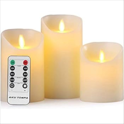 Click for more info about Aku Tonpa Flameless Candles Battery Operated Pillar Real Wax Flickering Moving Wick Electric LED ...