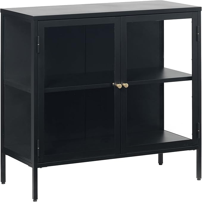 Unique Furniture Dover 2 Section Sideboard, Black & Golden | Amazon (US)