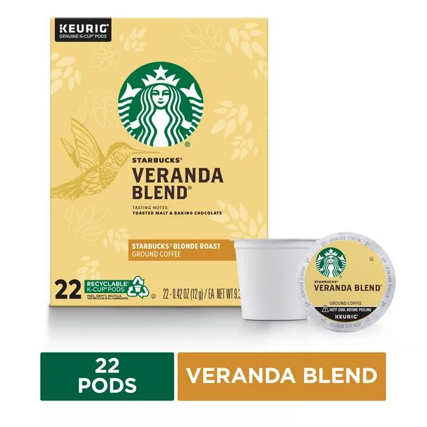 Starbucks Blonde Roast K-Cup Coffee Pods — Veranda Blend for Keurig Brewers — 1 box (22 pods) | Walmart (US)