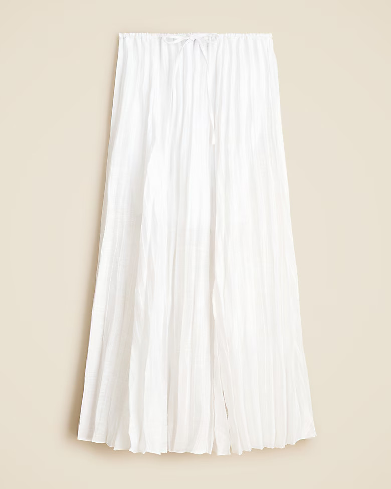 Pleated drawstring maxi skirt in linen blend | J. Crew US