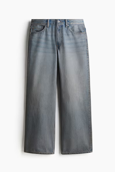 H & M - Loose Straight High Jeans - Blue | H&M (US + CA)