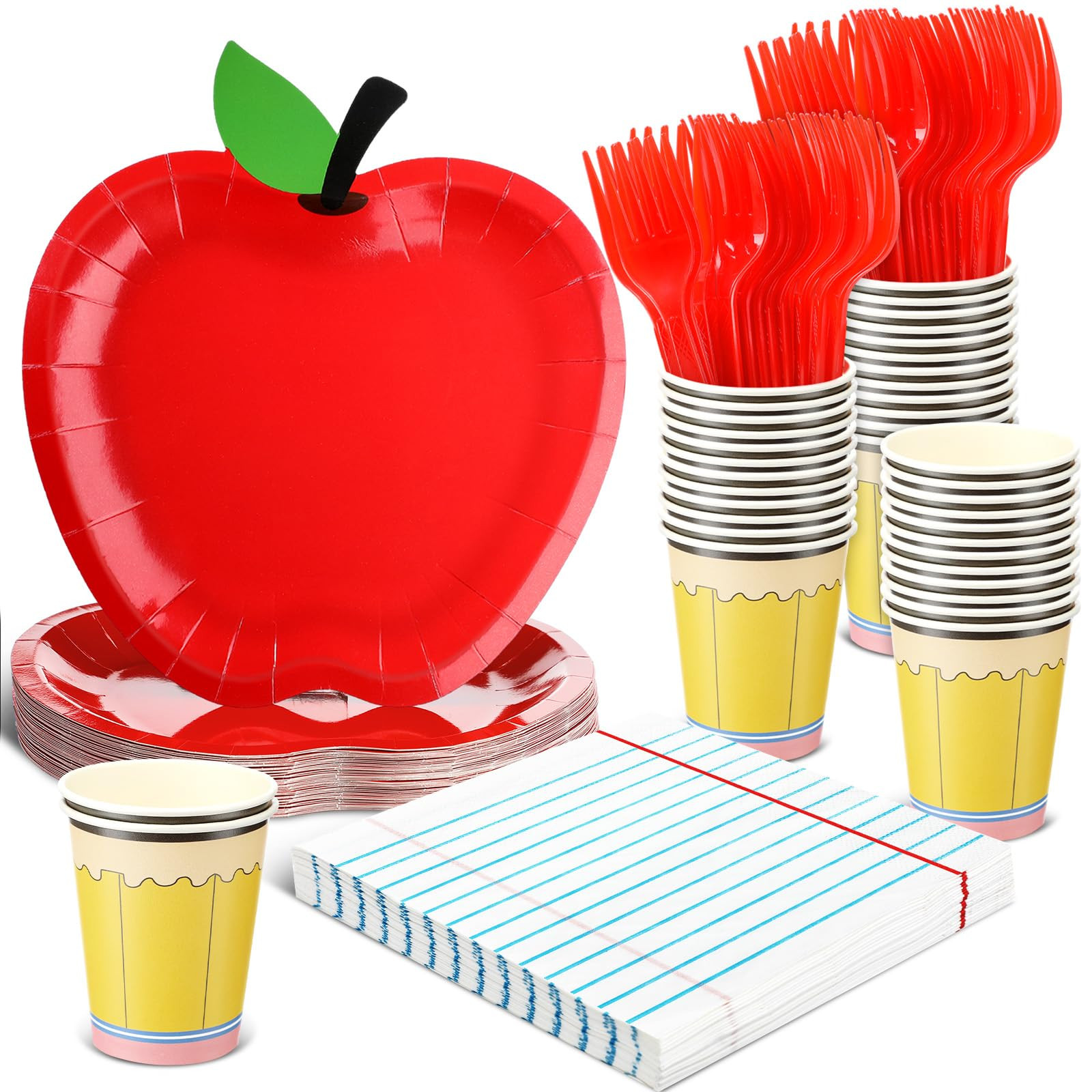 Bokon 96 Pcs Back to School Decoration Apple Paper Plates First Day of School Party Supplies Pres... | Amazon (US)