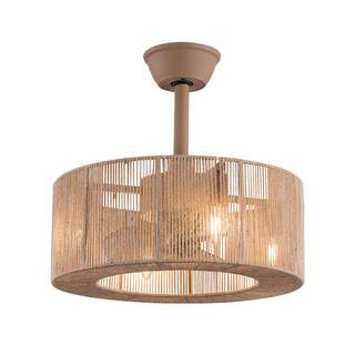 18 in. Indoor Brown Industrial Semi-Closed 3-Blade Ceiling Fan with Light Kit and Remote | The Home Depot