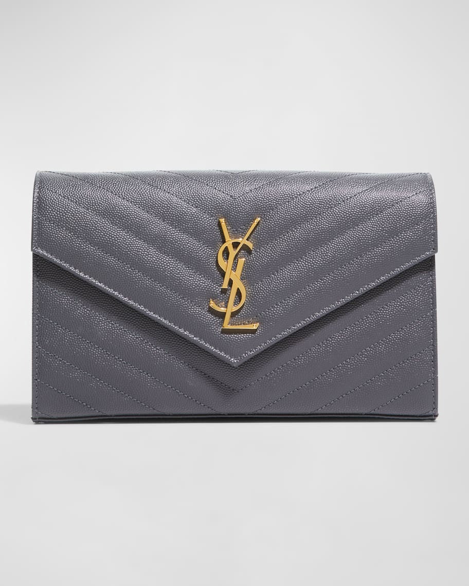 Saint Laurent Monogramme Large Grain de Poudre Wallet on Chain | Neiman Marcus