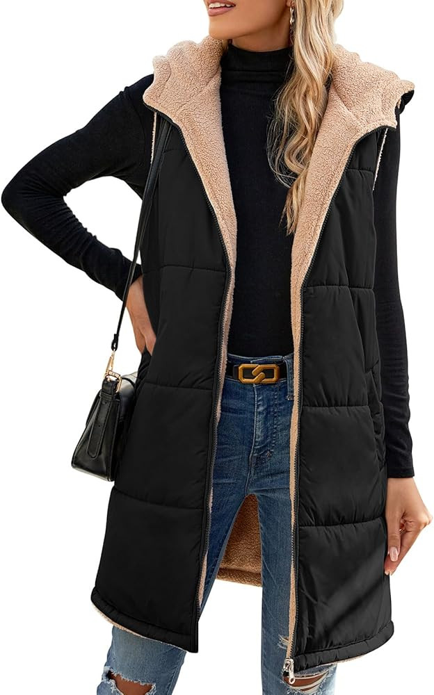 BBO Womens Fleece Vest Sleeveless Fall Winter Vests Zip Up Winter Hoodie Jacket Fleece Jacket Lon... | Amazon (CA)
