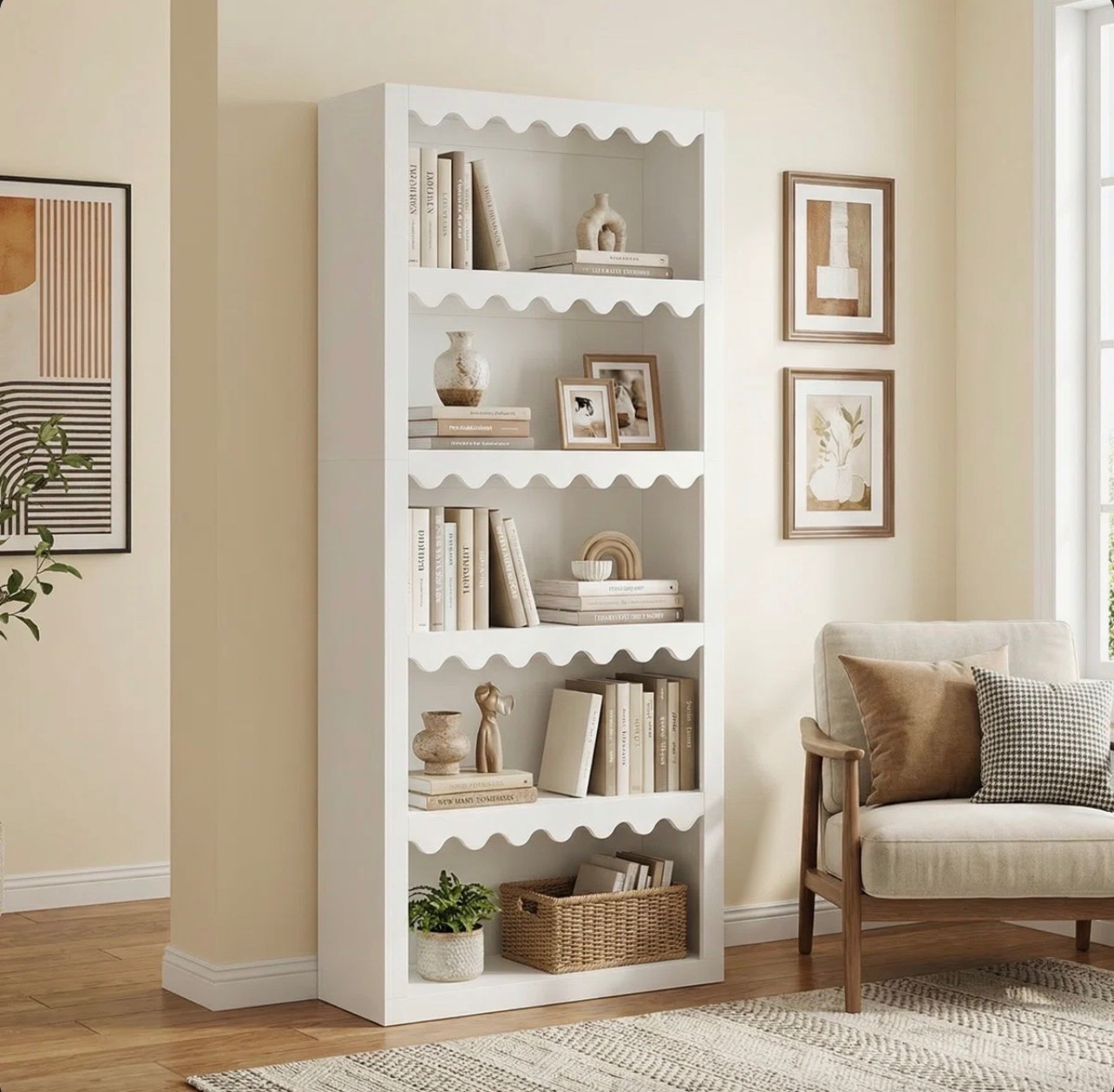 Beautiful scalloped book shelf! Perfect for organizing! Play room and kid room friendly!

#bookshelf #bookcase #playroom #organization #shelf

#LTKHome #LTKU #LTKSaleAlert