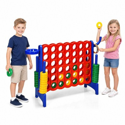 Giant 4-in-a-Row Game Set 3-in-1 Outdoor Yard Game with Basketball Hoop and Ring Toss, 30" Tall | Target