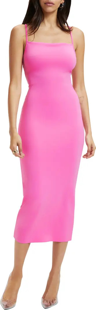 Good American Spaghetti Scuba Midi Dress | Nordstrom | Nordstrom