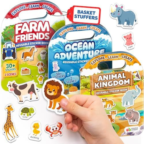 Reusable Sticker Books for Toddlers 2-4 Years, Kids 1-3 - 100+ Jelly Puffy Stickers for Kids, Sti... | Amazon (US)