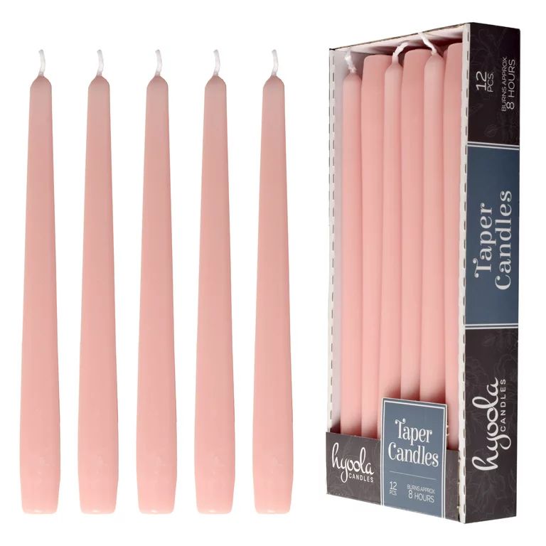 Hyoola 10 inch Unscented Pink Dripless Taper Candles 8 Hour Burn 12 Count Tapers | Walmart (US)