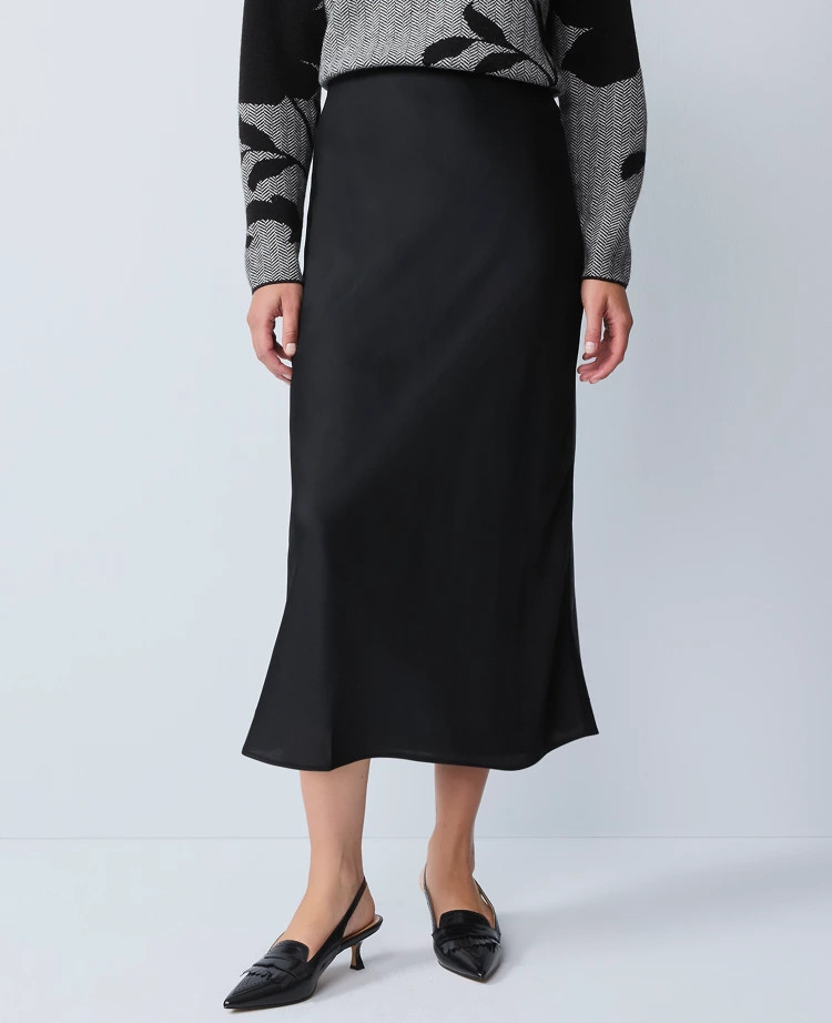 Satin Bias Midi Slip Skirt | Ann Taylor