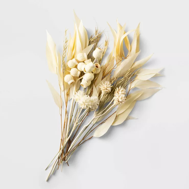 6"x22" Preserved Plant Bouquet Arrangement Cream | Target