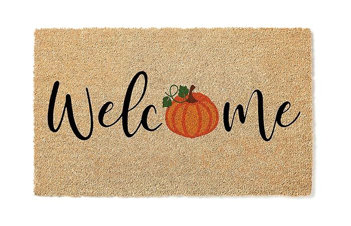 Welcome Pumpkin Door Mat | Fall Doormat | Welcome Mat | Cute Pumpkin Fall Door Mat | Fall Autumn ... | Amazon (US)