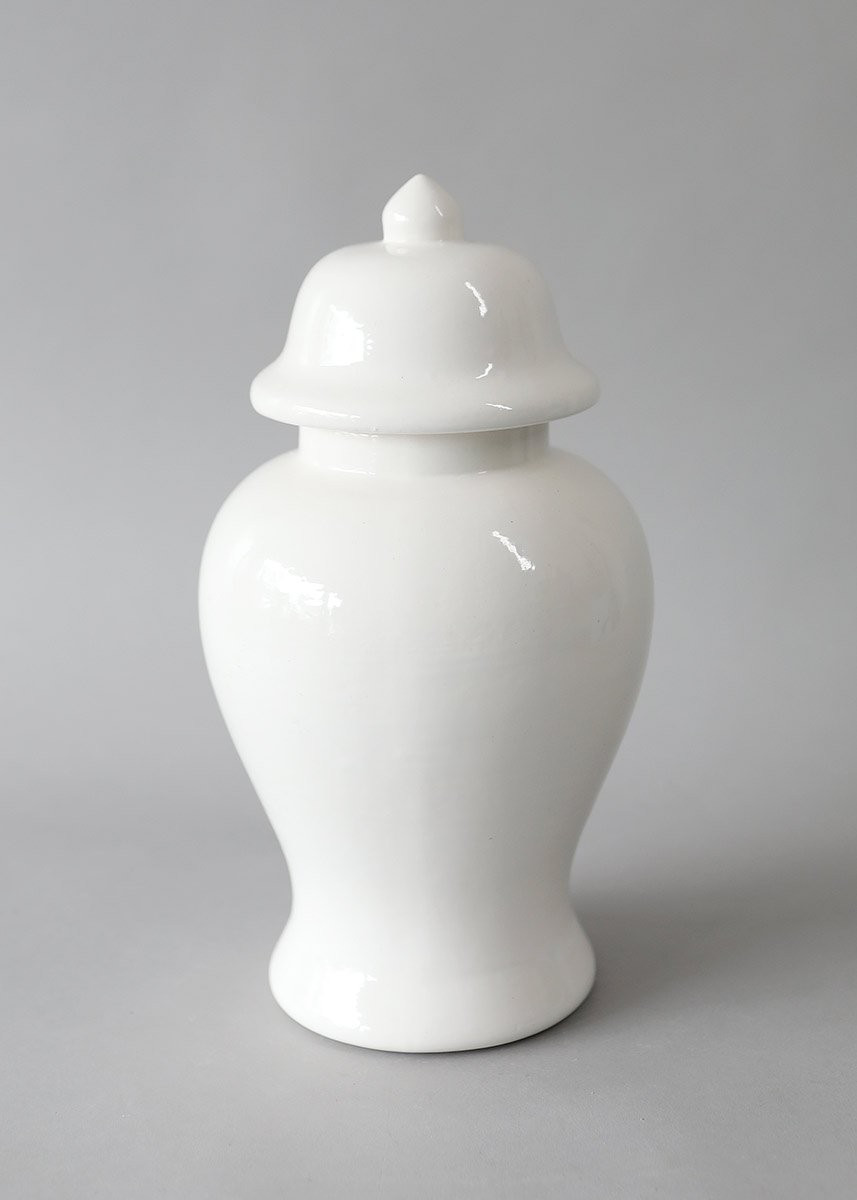 Glossy White Ginger Jar Handmade by Lauren Haskell Designs® - 13.5" Tall | Afloral (US)