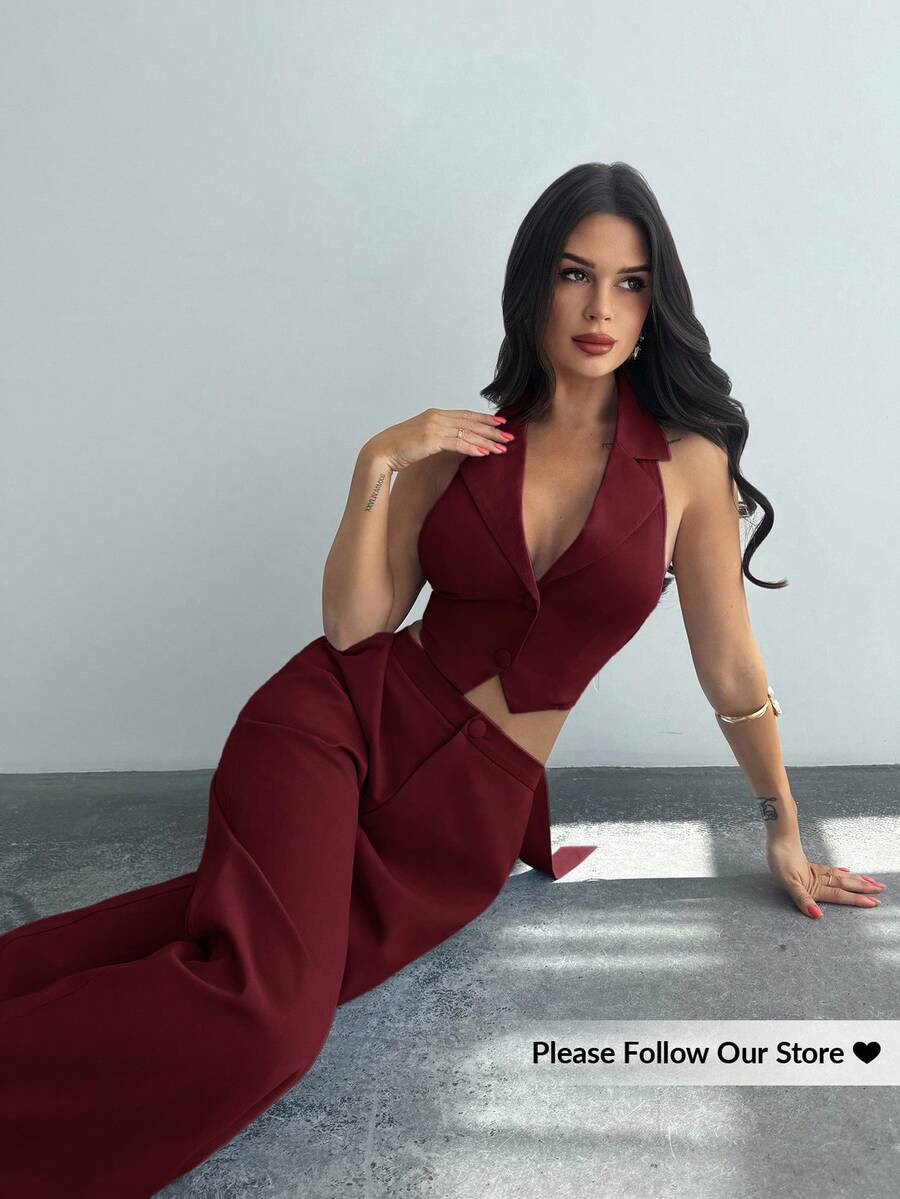 Firerie Women's Elegant Romantic Fashion Commuter Sexy Elegant Style Halter Backless Two Pieces S... | SHEIN