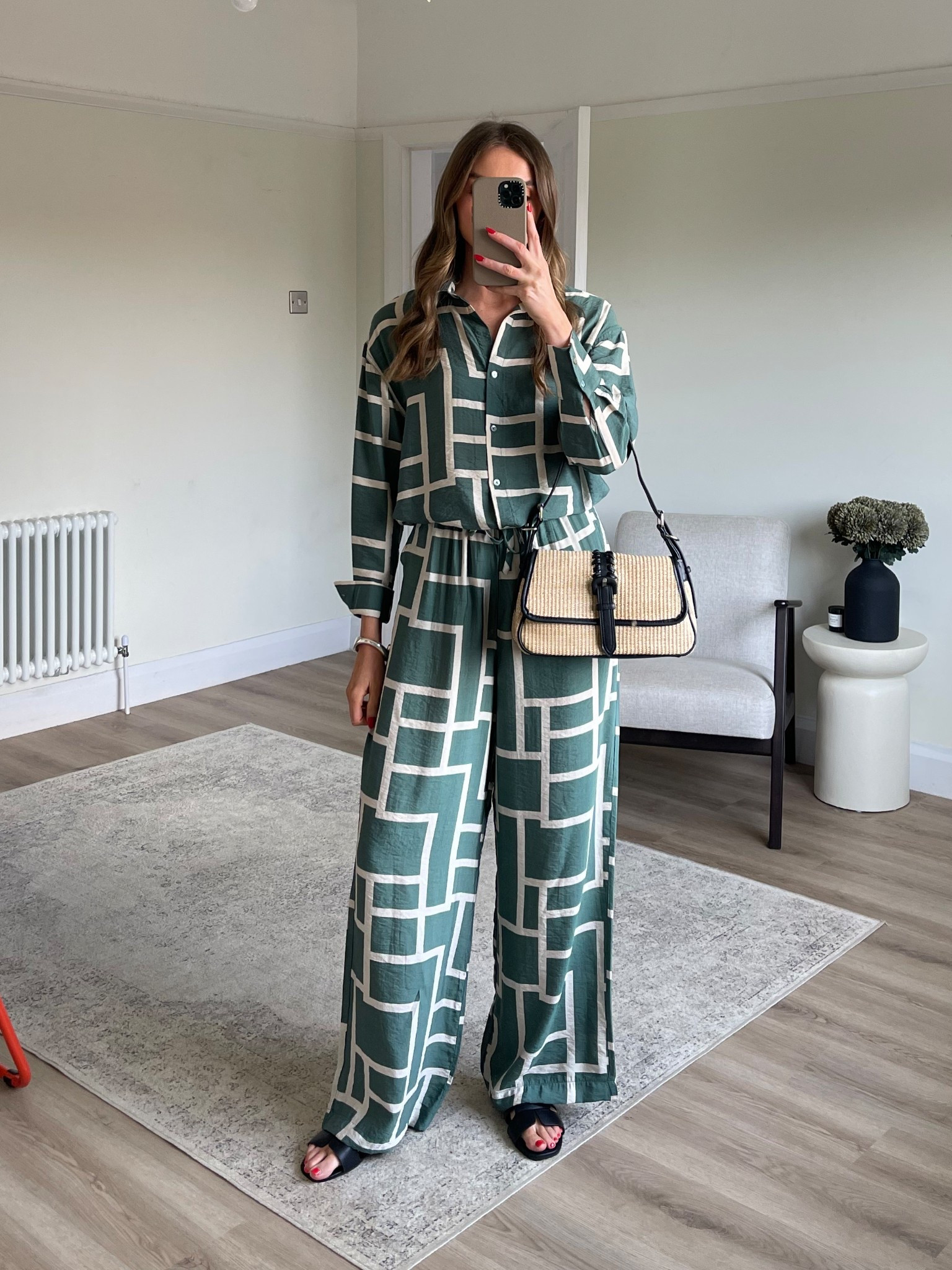Holiday outfit ideas from Matalan Wearing a size 8 in the geometric green shirt
Size 12 in the matching trousers (I need to change these for an 8) when ordering this was the smallest size they had
I’m 5ft 6 
Raffia bag
Black sandals

Co-ord styling 

#LTKuk #LTKsummer