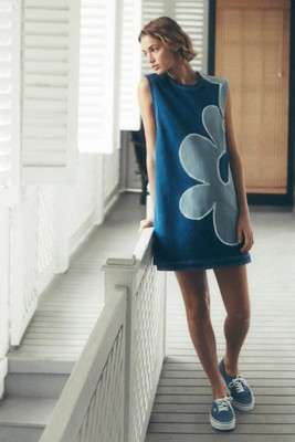 Pilcro Sleeveless Floral Denim Mini Dress | Anthropologie (US)