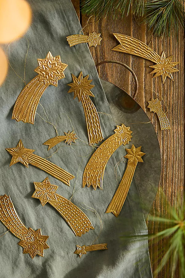 Brass Shooting Star Ornaments, Set of 12 | Anthropologie (US)