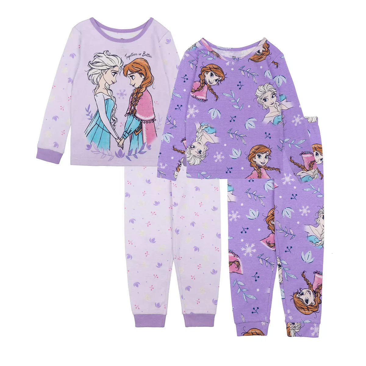 Disney's Frozen Toddler Girl "Together Is Better" 4-Piece Tops & Bottoms Pajama Set | Kohl's