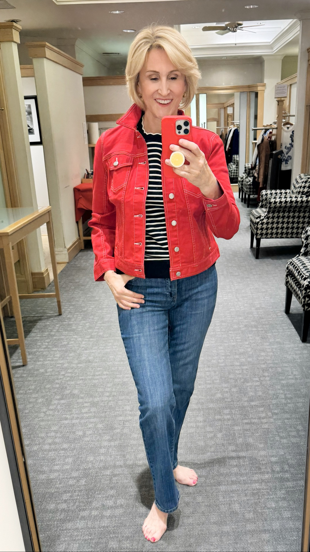 There’s something about a striped shirt and denim that just never misses ❤️ Adding the red denim jacket gave this look the perfect pop of color and made such a simple outfit feel a little more fun. Comfortable, casual, and one of those easy looks I know I’ll keep reaching for again and again ✨

#LTKSeasonal #LTKOver40 #LTKootd