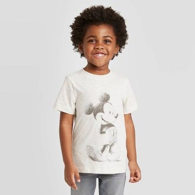 Toddler Boys' Disney Mickey Sketched T-Shirt - Oatmeal Heather | Target