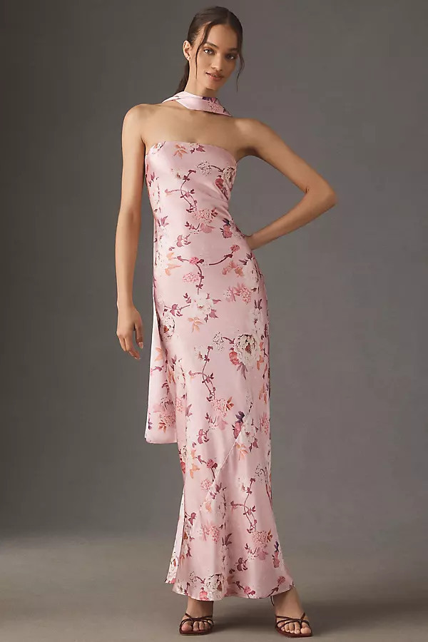 Nesta Strapless Scarf Satin Slip Dress | Anthropologie (US)
