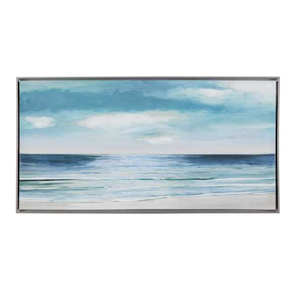 Framed Silver Shore Embellished Canvas Wall Art, 49x25 | At Home