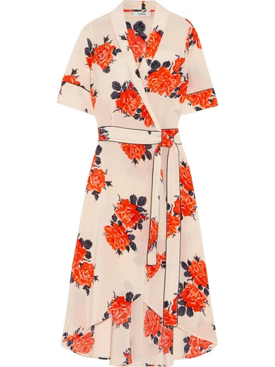 GANNI - Harness Floral-print Silk Crepe De Chine Wrap Dress - Pastel pink | NET-A-PORTER (UK & EU)