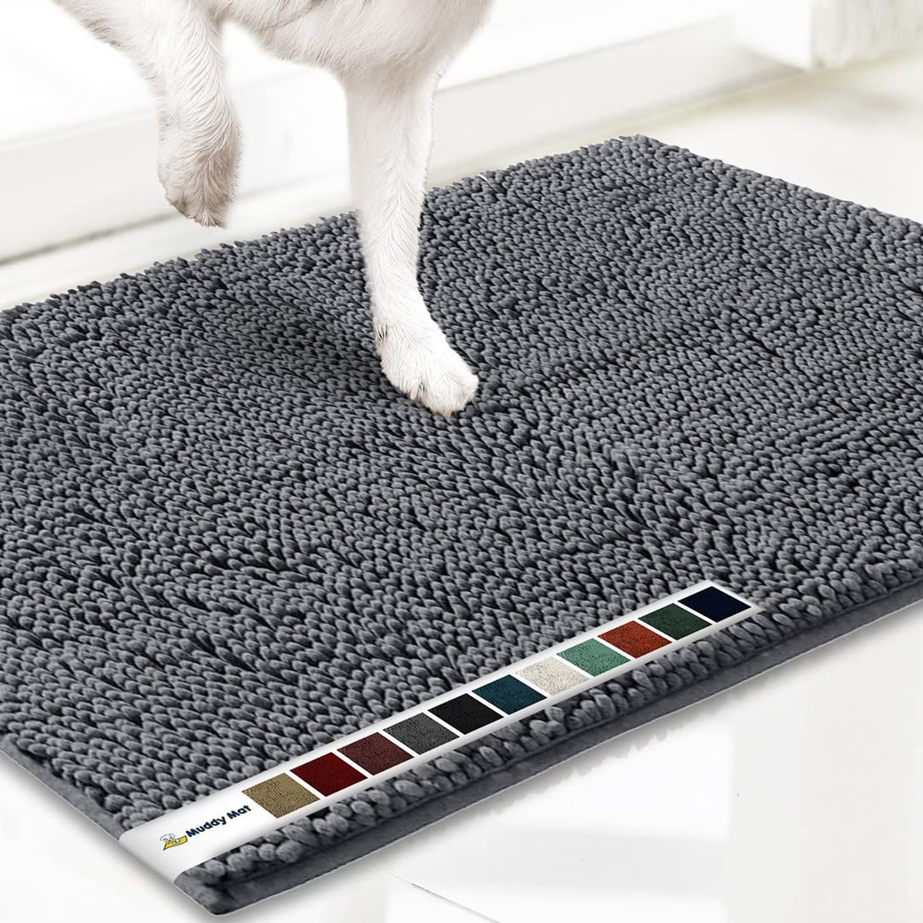 Muddy Mat Highly Absorbent Chenille Dog Door Mat, Grey, 19 x 30-in | Chewy