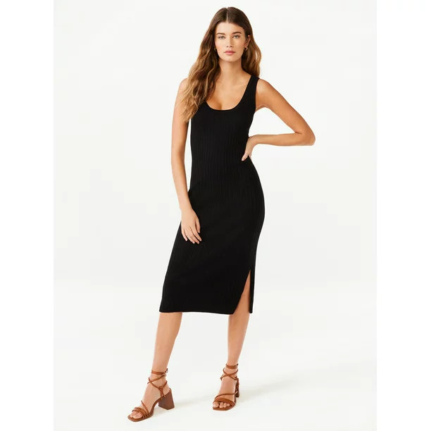 Free Assembly Women's Sleeveless Ribbed Midi Sweater Dress, Lightweight, Sizes XS-XXXL - Walmart.... | Walmart (US)