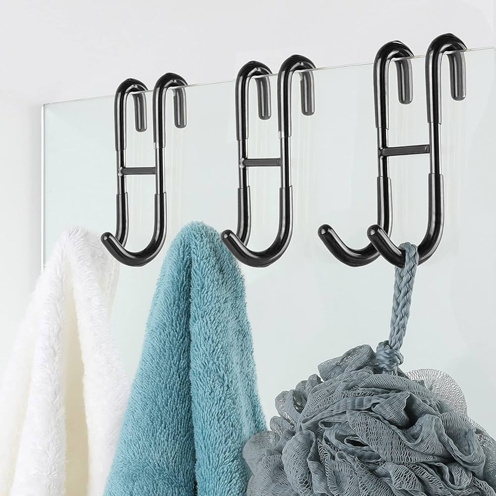 Simtive Shower Door Hooks (3-Pack), Over Door Hooks for Bathroom Frameless Glass Shower Door, Tow... | Amazon (US)