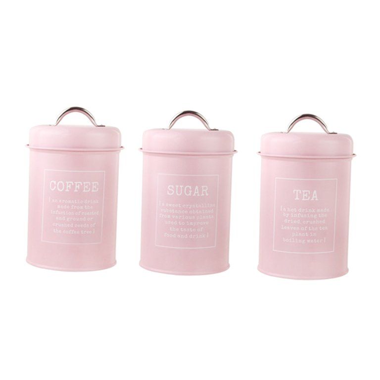 Metal Kitchen Canister Sugar Tins Jars Containers Pink | Walmart (US)