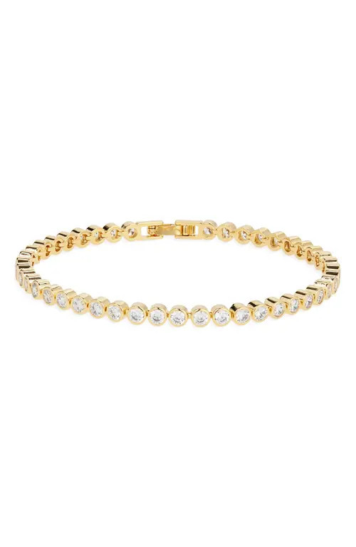 Nordstrom Cubic Zirconia Bezel Tennis Bracelet in Clear- Gold at Nordstrom | Nordstrom