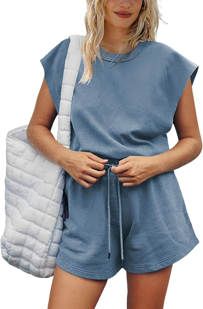 Xiaoxuemeng Womens Open Back Rompers Casual Loose Fit Workout Shortsie One Piece Active Tracksuit... | Amazon (US)