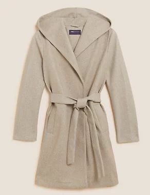 Belted Hooded Wrap Coatigan | M&S Collection | M&S | Marks & Spencer (UK)