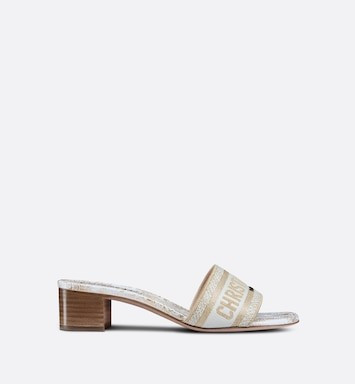 Dway Heeled Slide Dior Around the World Stella Embroidered Cotton with Gold-Tone Metallic Thread ... | Dior Beauty (US)