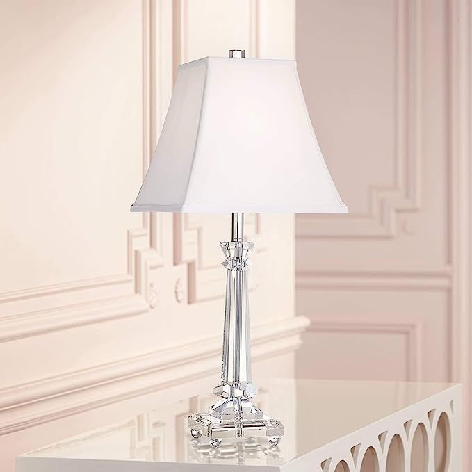 Vienna Full Spectrum Traditional Glam Luxury Table Lamp 25" High Clear Slim Profile Crystal Glass... | Amazon (US)