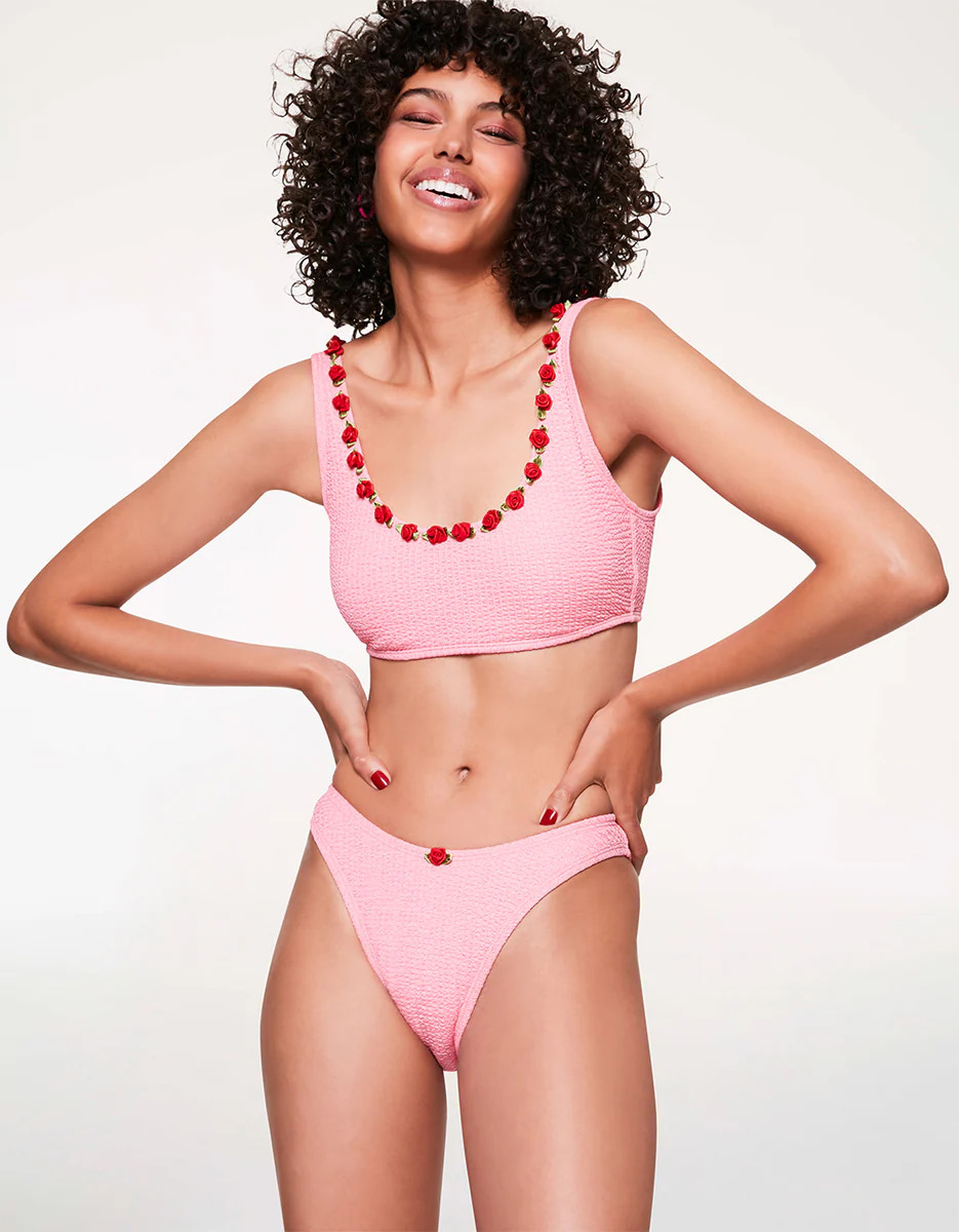 SCRUNCH BRUNCH HIGH WAIST BOTTOM PINK | Betsey Johnson