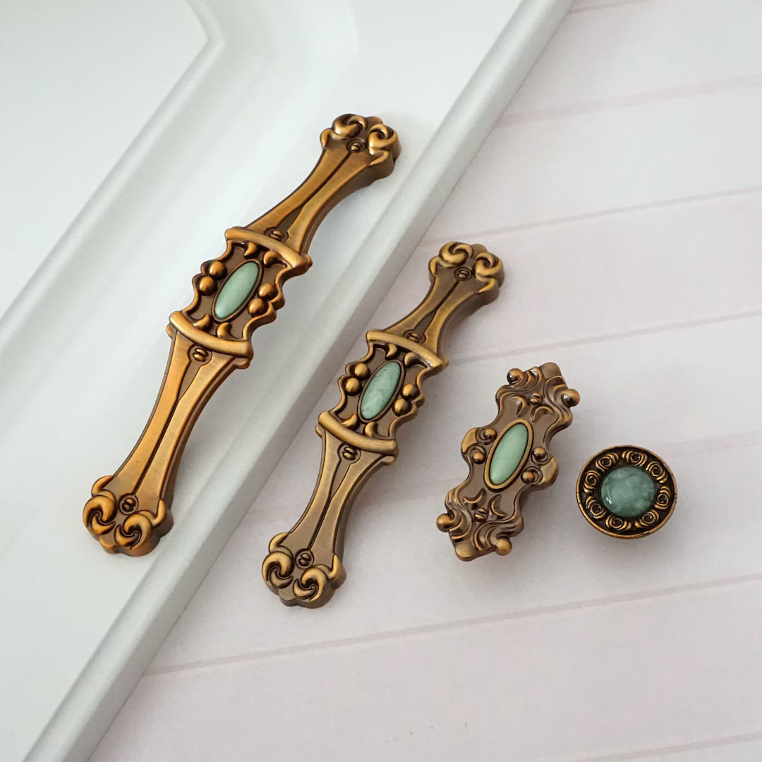 1.26" 3.75" 5" Antique Brass Drawer Pull Handles Knob Dresser Pulls Handles Vintage Kitchen Cabin... | Etsy (US)