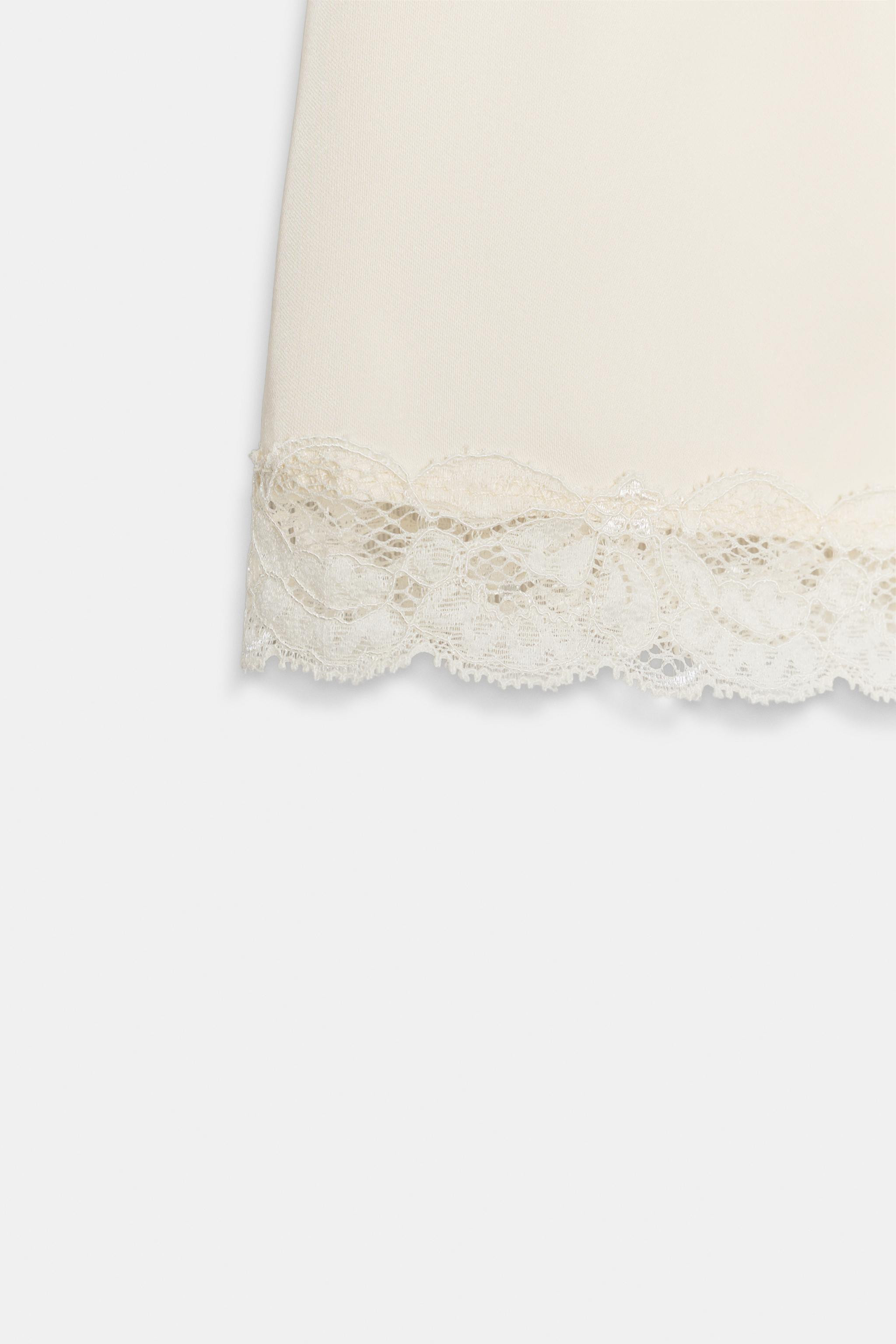SATIN MINI SHORTS WITH LACE TRIM | Zara UK