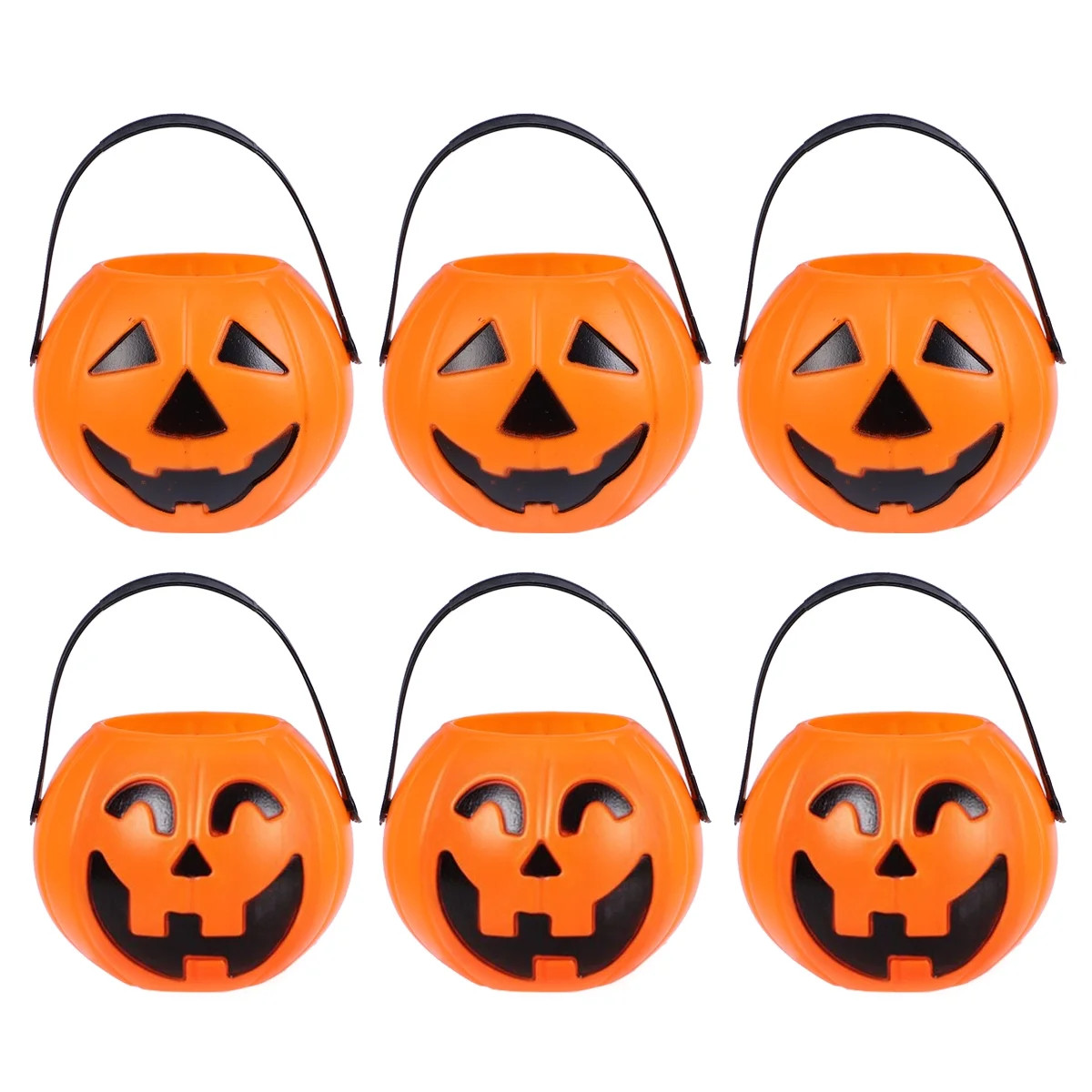 6pcs Halloween Portable Pumpkin Shape Bucket Children Trick or Treat Candy Pail Holder 7cm Small ... | Walmart (US)