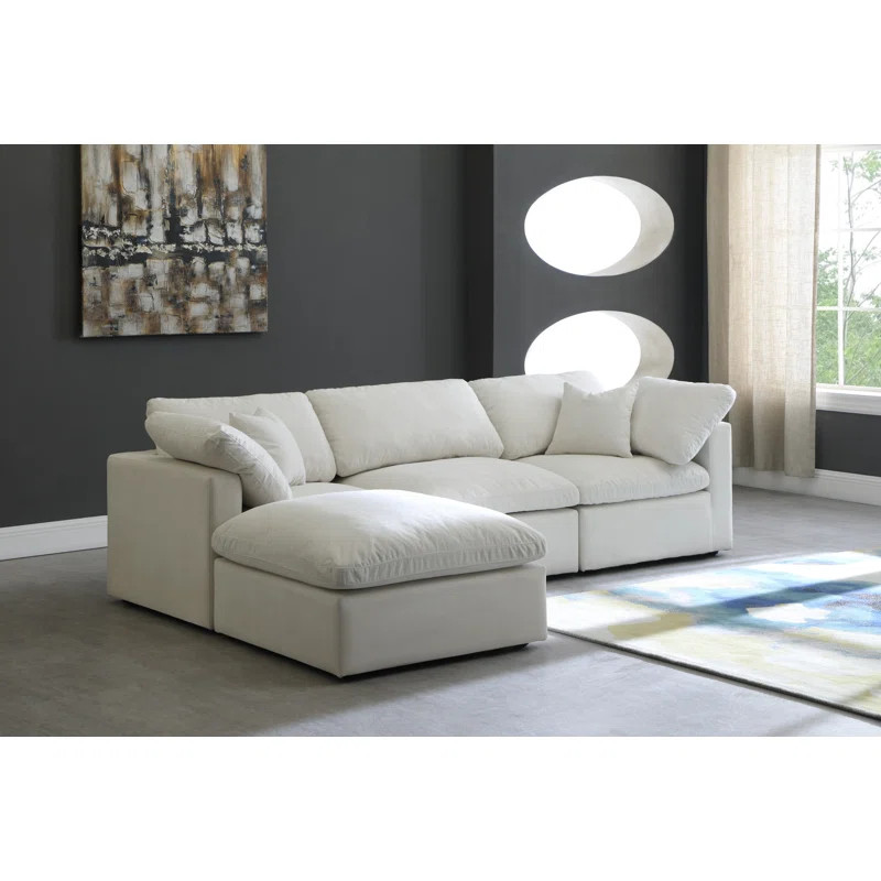 Atis 105" Wide Velvet Reversible Sofa & Chaise with Ottoman | Wayfair North America
