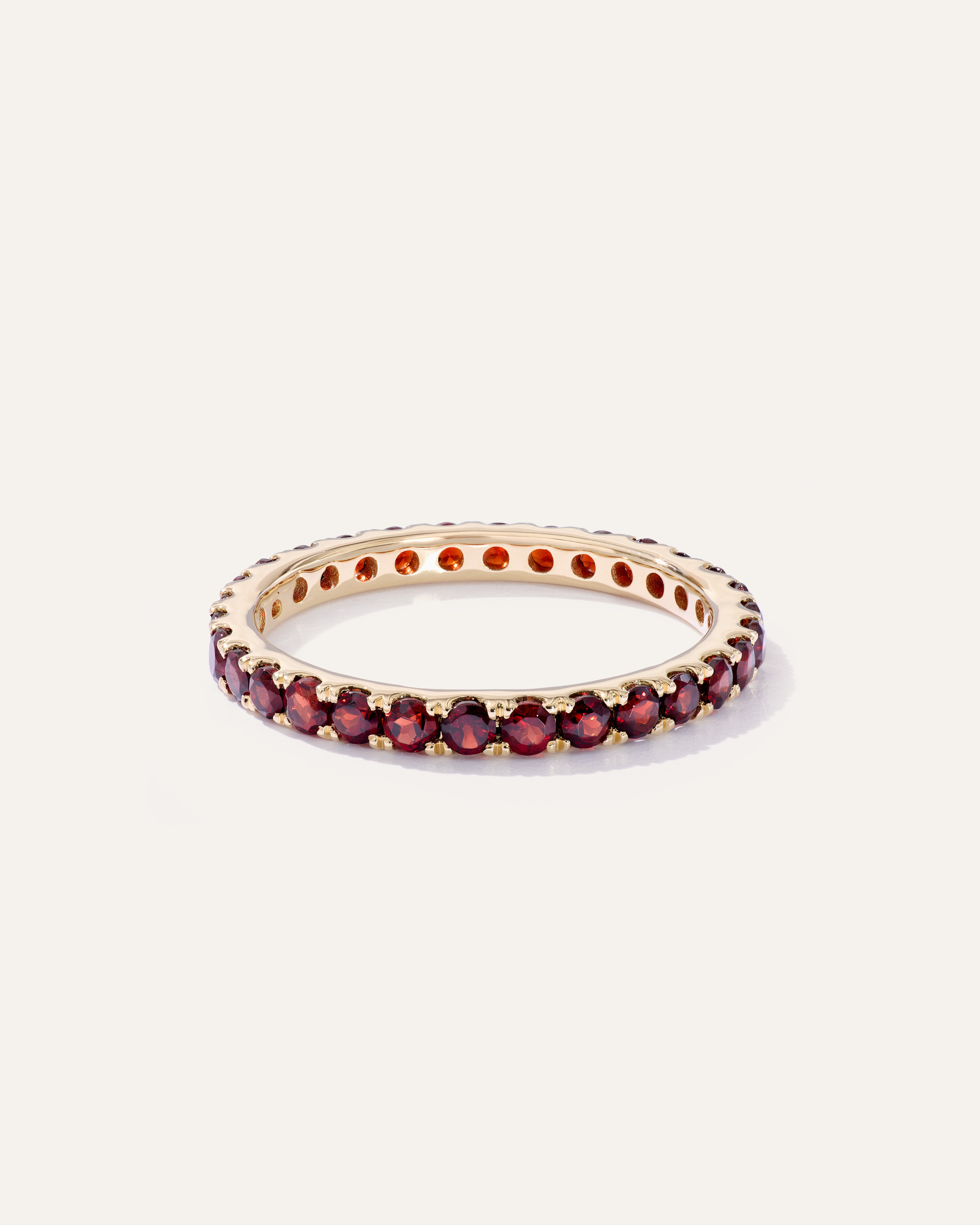 Quince Women's 14K Gold Gemstone Pave Eternity Band Rings in Garnet, Size 5 | Quince