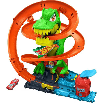Hot Wheels Diecast City T-Rex Blaze Battle Playset 1:64 Scale Dinosaur Nemesis | Target